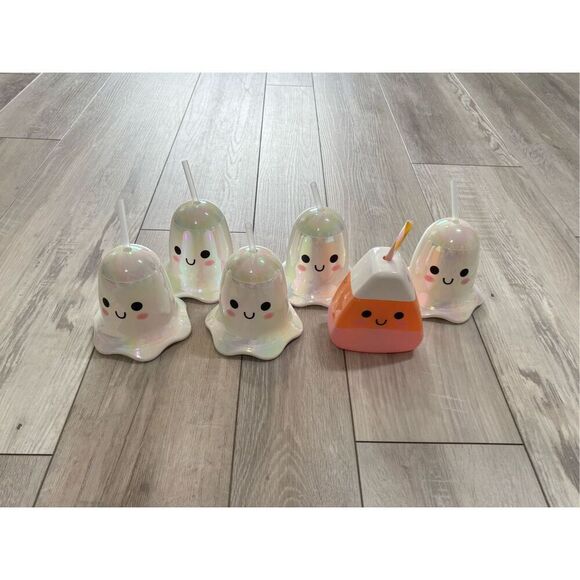 Target Bullseye Iridescent Ghost Candy Corn Cup W/Straw Tumbler Bundle Halloween - Picture 1 of 4